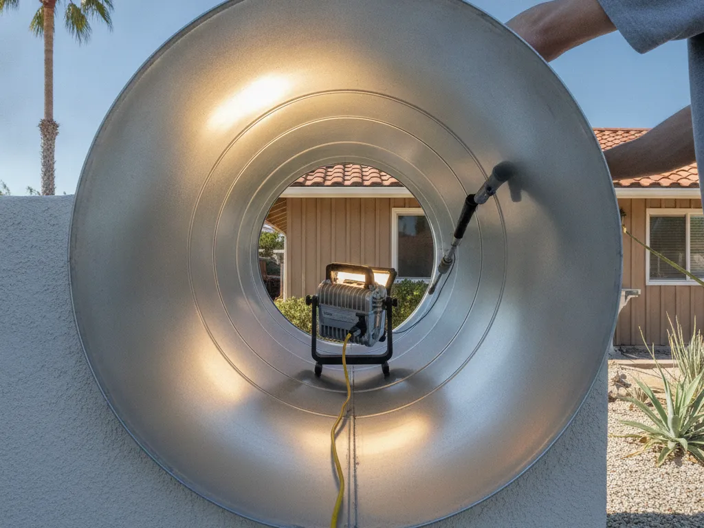 The inside of a clean metal air duct