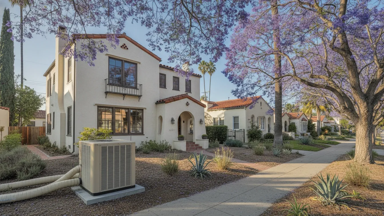 A street of Spanish-style bungalows in Culver City