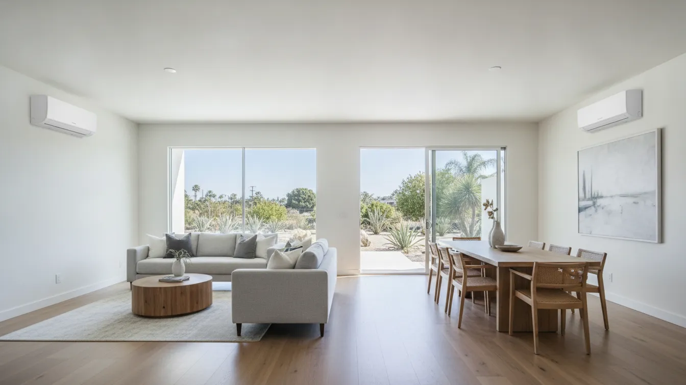 Two mini split units in an open living room