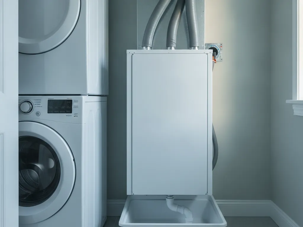 An indoor air handler for a heat pump in a closet